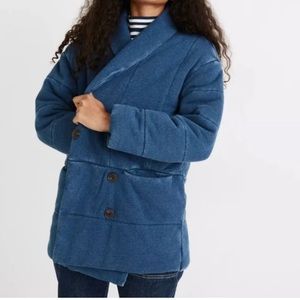 MADEWELL Indigo Terry Sweatshirt Puffer Coat, SIZE XS NEW